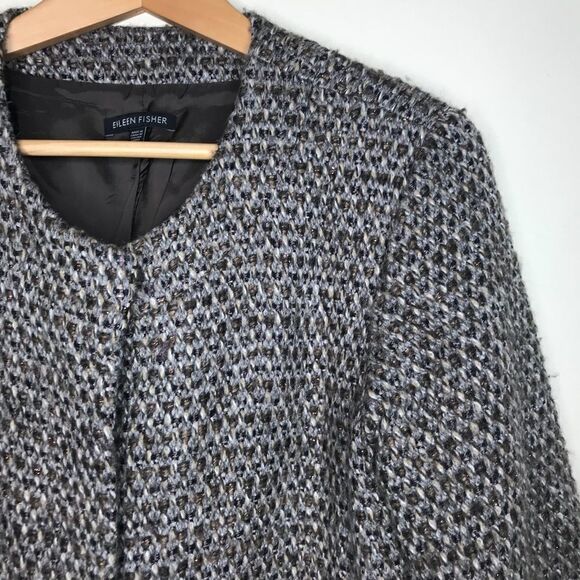 Eileen Fisher Sz 2 Tweed Alpaca Blend Blazer - Picture 1 of 7